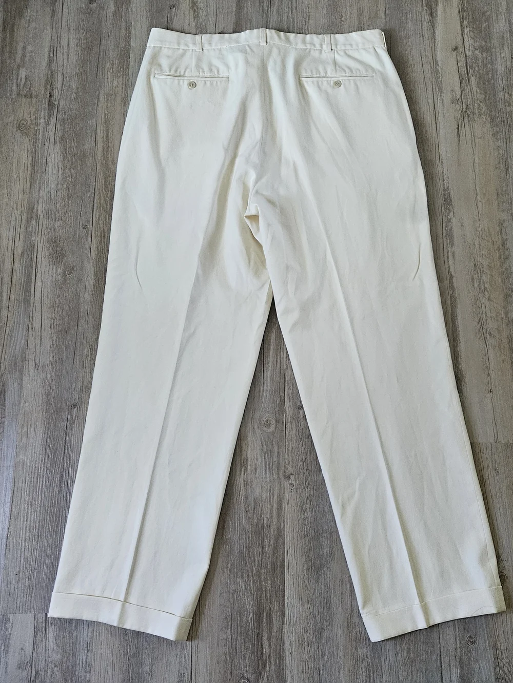 Vintage Polo Ralph Lauren Cream Silk Cotton Pleated Men's Dress Pants 36x32